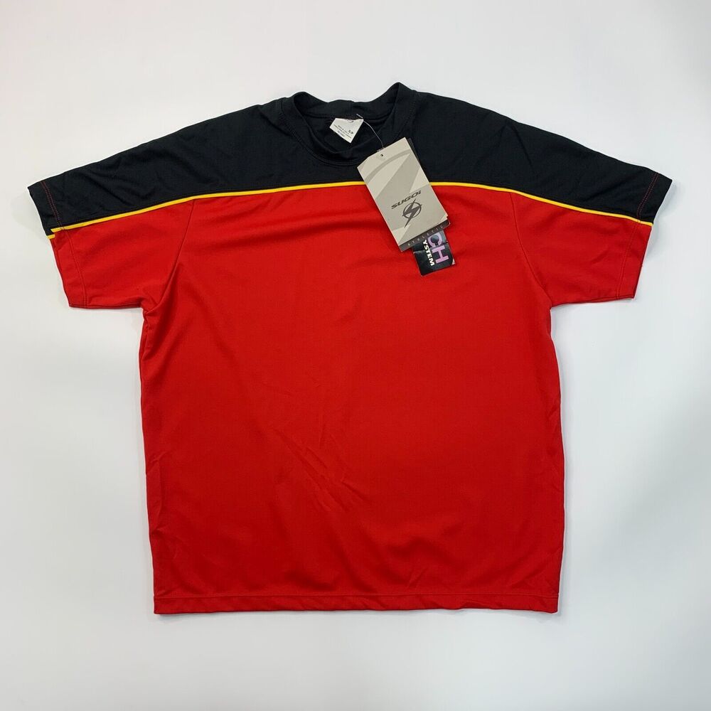 Vintage Sugoi Pipe Tech Shirt Mens S Small Red Short Sleeve Coretech Cycling - Picture 2 of 10